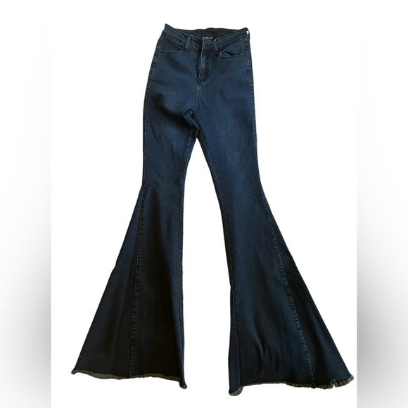 Three Bird Nest Denim - Three birds nest dark denim fray hem flare jeans size m